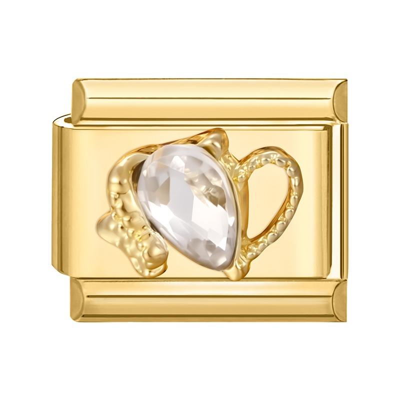 Gold Color Zircon Butterfly Moon Star Heart Italian Charm Link Fit 9mm Stainless Steel Bracelet Women Men DIY Making Gifts