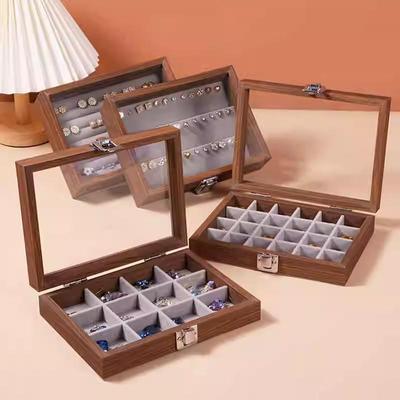Black Walnut Jewelry Box - Dustproof & Covered for Bracelets, Rings, Earrings, and Necklaces