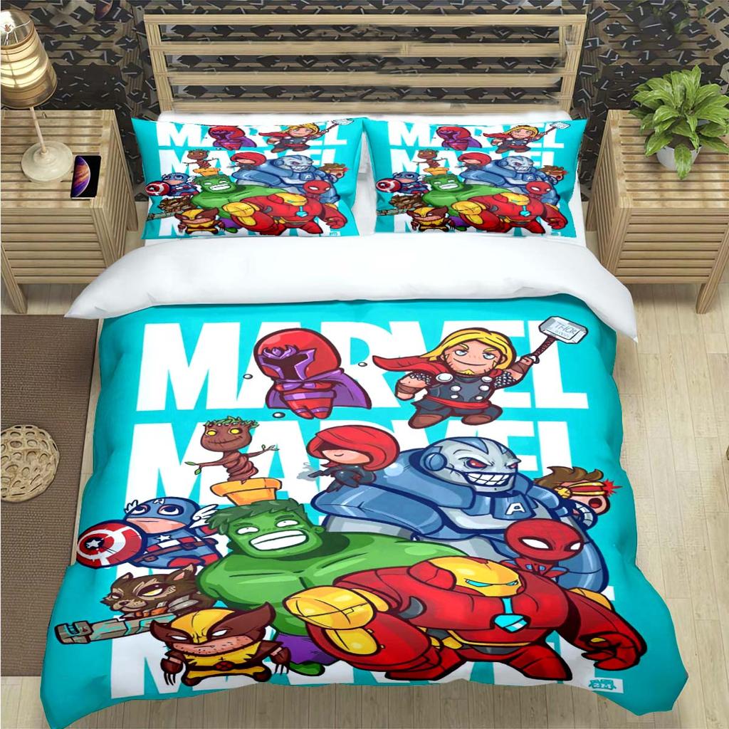 Fashion Superhero A-Avengers Print Bedding Set Duvet Cover Comforter Bed  Youth Kids Girl Boys Luxury Birthday Gift