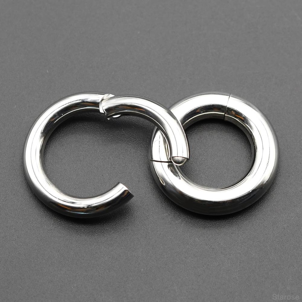 Glatte Scharnier-Segment-Creole aus Edelstahl 00G Große Größe Septum Clicker BCR PA Piercing Nasenring Ohrdehner Gewichte