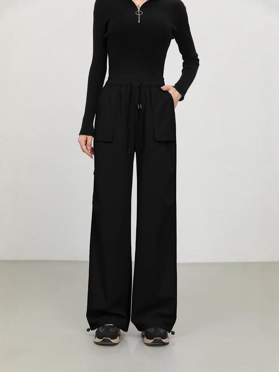 

Spring/Summer Women s Quick-Dry Windproof Elastic Waist Cargo Pants XXL чёрный