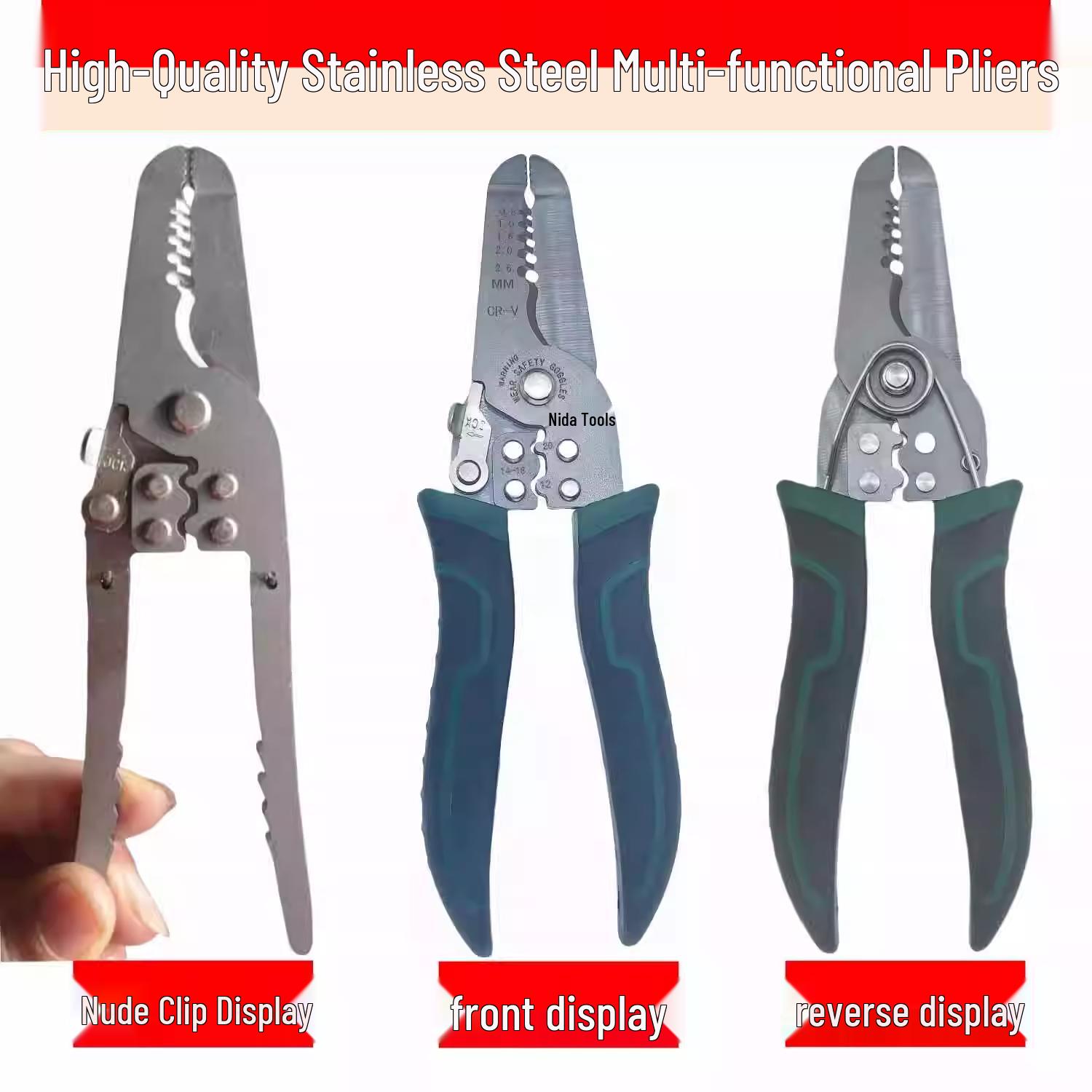 

6-inch Multifunctional Wire Stripper and Crimping Pliers for Gripping, Cutting, and Stripping Electrician Tools