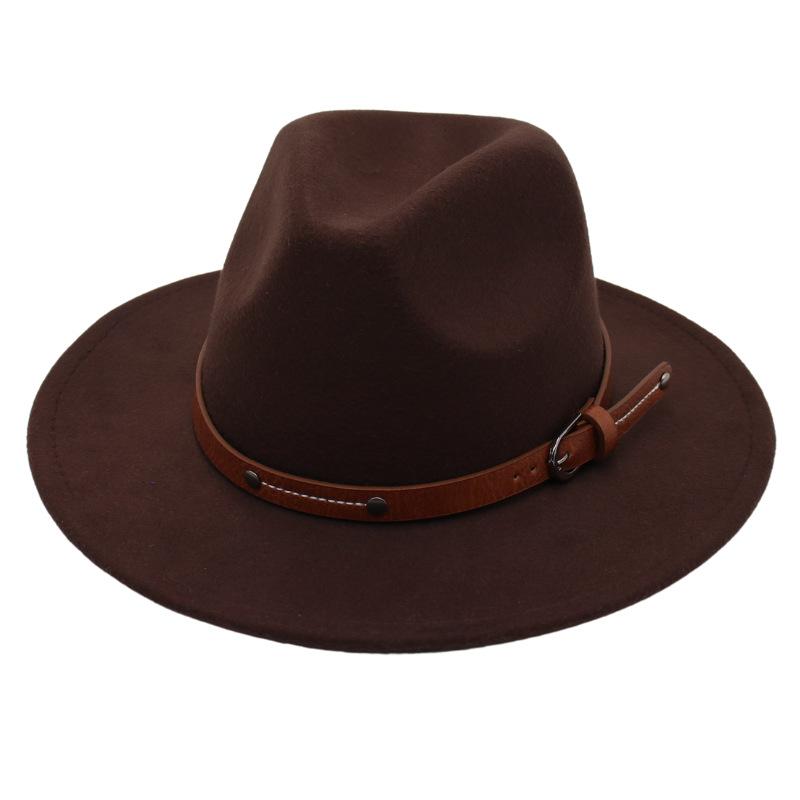 1PC Fashion Wool Fedora Hat Men Autumn Winter Wide Brim Jazz Cap Imitation Woolen Women Church Felt British Hat
