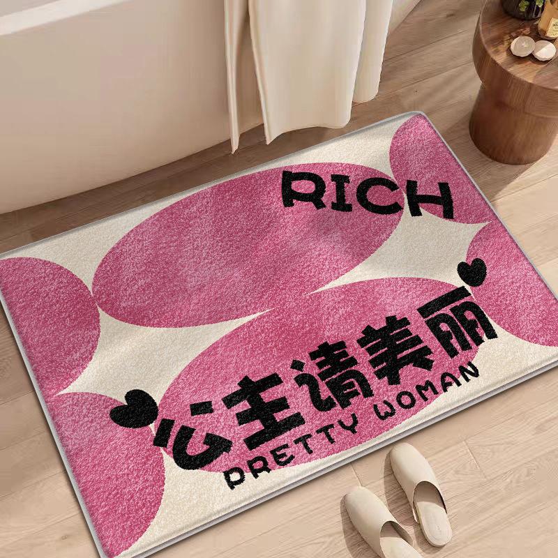 Princess please be happy floor mat cartoon imitation velvet bathroom absorbent toilet wear-resistant door mat