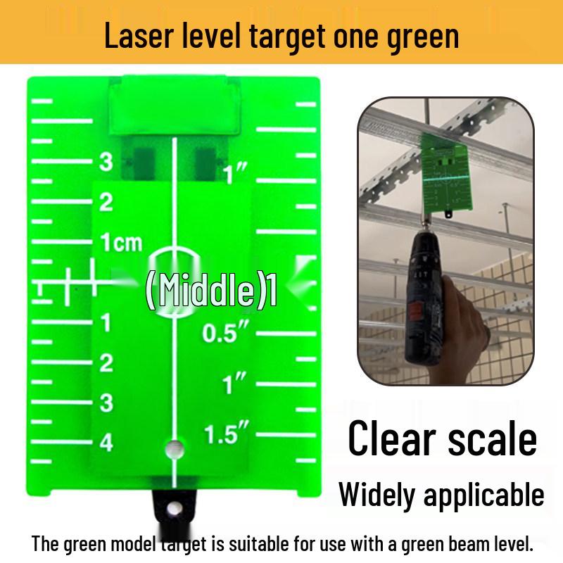 Dual-Color Laser Level Target Board with Scale and Magnetic Reflector