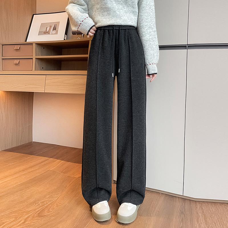 

Wool Acetate Wide-Leg Plus Size Women s Autumn/Winter Trousers - 200 Jin Drape Woolen Pants 8XL for 250-280 Jin чёрный