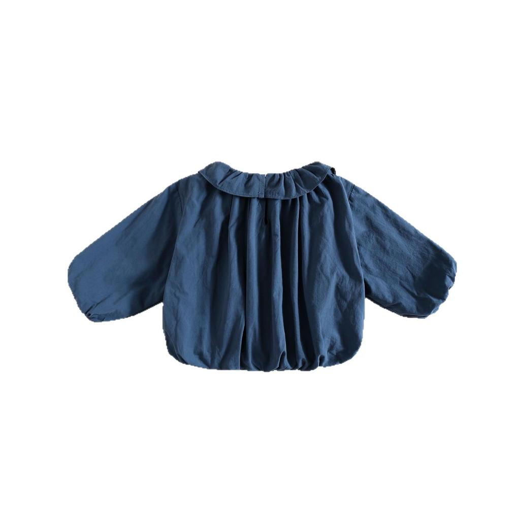 Kids' Autumn Korean-Style Breathable Batwing Sleeve Washed Cotton Shirt