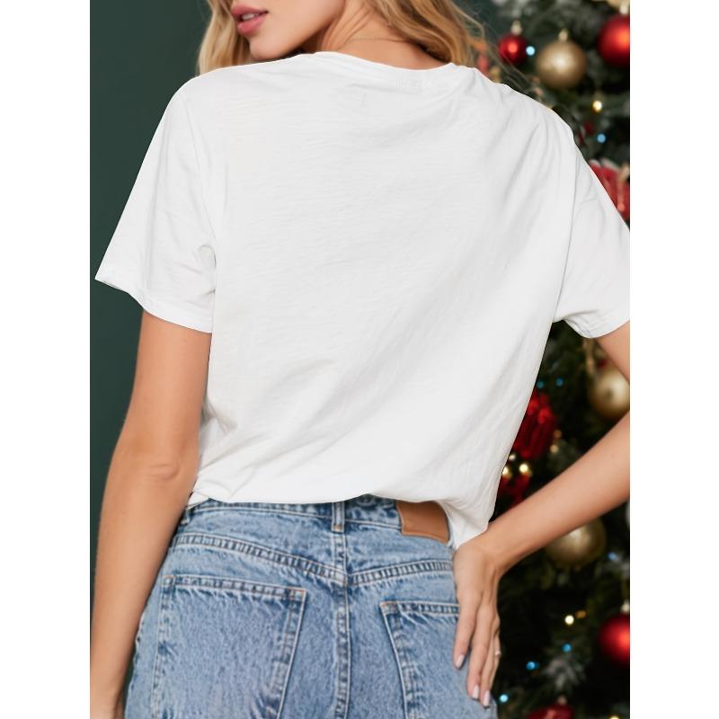 European Size Women's Rhinestone Bow & Leopard Print Short-Sleeve T-Shirt - Sparkling Top with Round Neck, Soft Blouse for Spring Summer Fall Parties