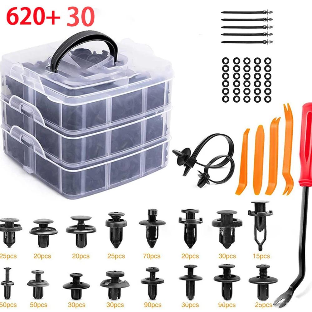 Universal Auto Body Clips & Rivets -  Car Trim Panel Retainer Kit for Fender/Bumper/Door