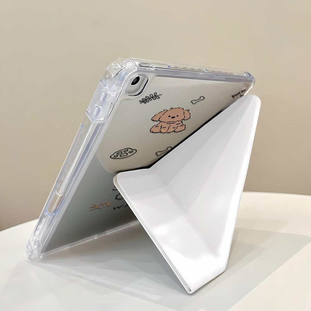 Cute Puppy Y Three Fold for Ipadair6/5 Protective Case 10/9/8 Generation 11 Inch Pro Anti-drop and Anti-bend MINI
