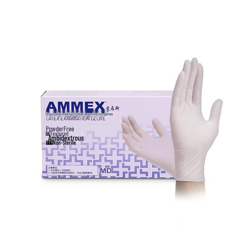 AMMEX Durable Powder-Free Disposable Rubber Examination Gloves Medium