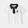 Boys' Tie Polo Shirt Short-Sleeved T-Shirt Summer Kidsren's Lapel Top Kidsren's Clothing Preppy Style Half-Sleeved Boys' Clothes