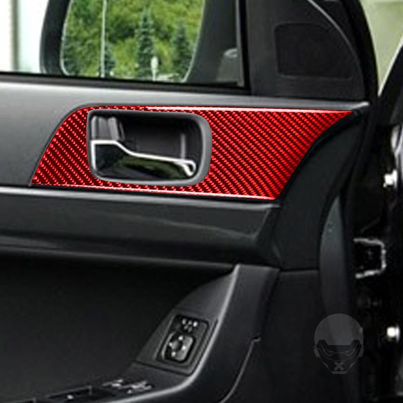 For Mitsubishi Lancer EVO X 2008 2009 2010 2011 2012 2013 2014 2015 Door Handle Carbon Fiber Sticker Car Interior Accessories