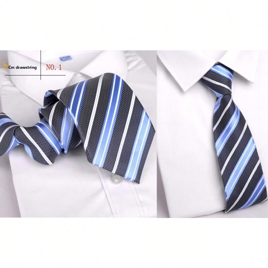 Nœud facile à faire nouvel accessoire de mode pour hommes costume formel rayé affaires sangle à tirer 8CM gray