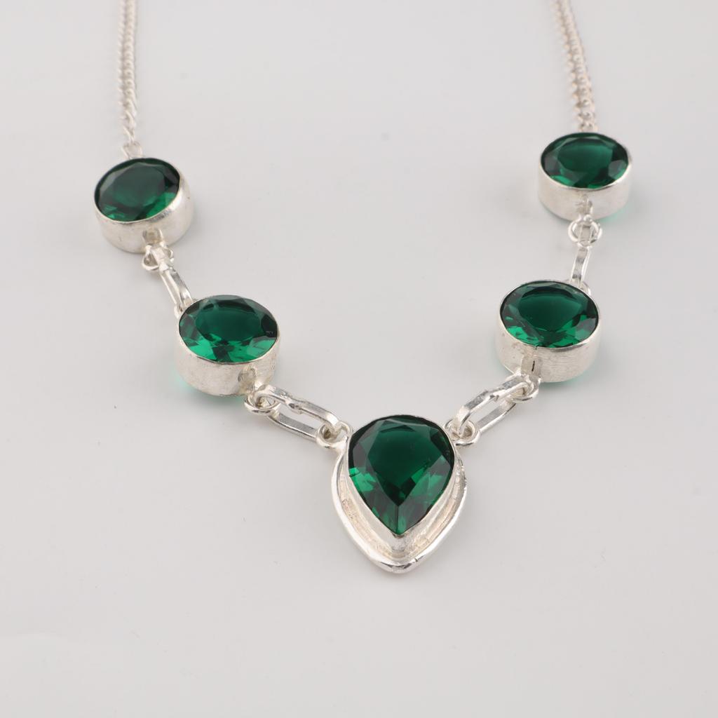 Chrome Diopside Gemstone 925 Sterling Silver Handmade Jewelry Partywear 16-18" For Wife RN-3-15