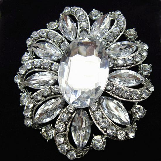 Elegant Large Crystal Rhinestone Flower Brooch - Hot Selling Luxury Accessory B640 Zhenyao Jewelry