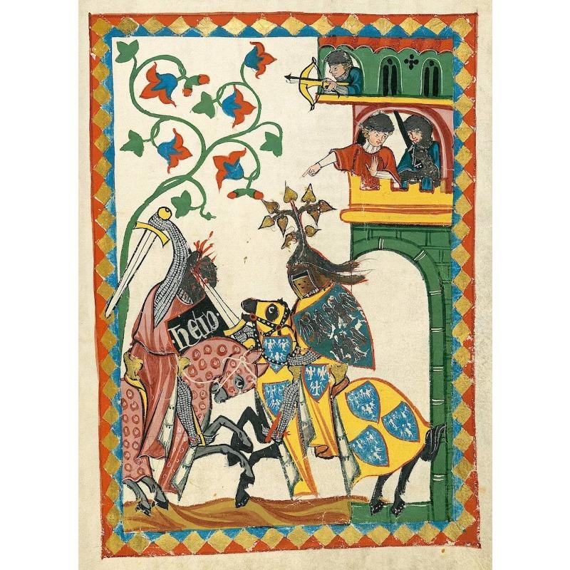 Medieval Antique European Art Posters Lovers On Horse Prints Canvas Printing Retro Wall Picture for Living Room Home Decoration