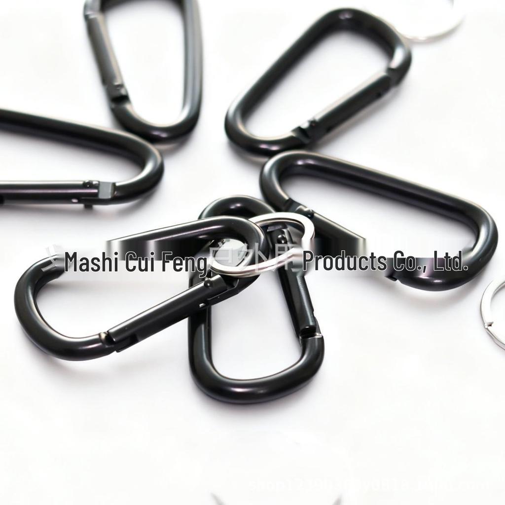 Cross-Type Black Electrophoresis Climbing Buckle with 6D Thickened Hook Keychain Ornament
