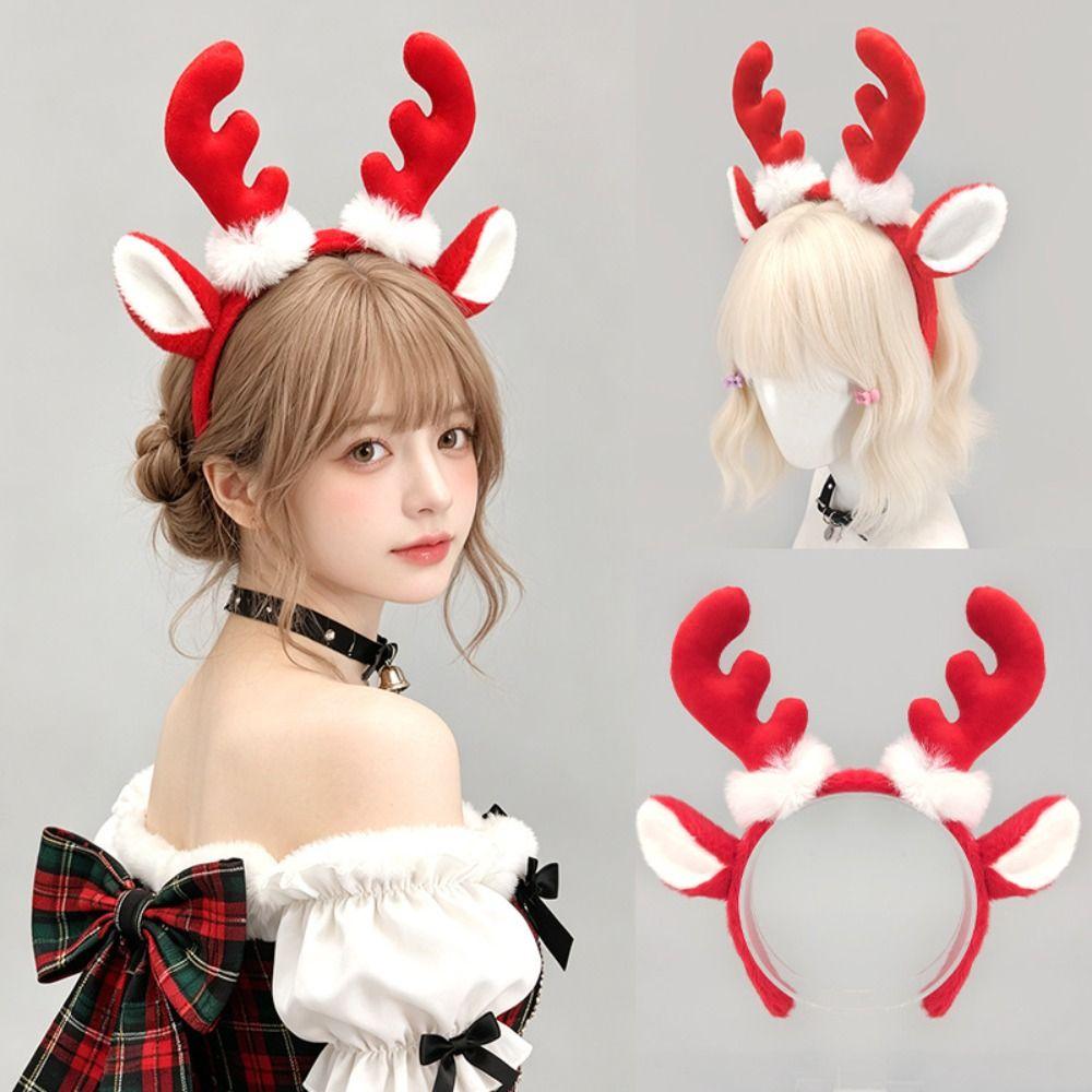 Plush Deer Ear Headband Antler Ear Detail Cosplay Hair Hoop  Dress Up