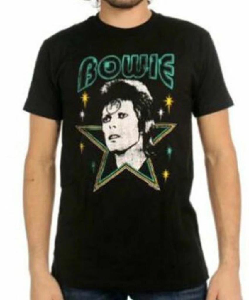 Official David Bowie Stars Mens Black 100% Cotton T-shirt Mens Tees Top David Bowie Classic Tee