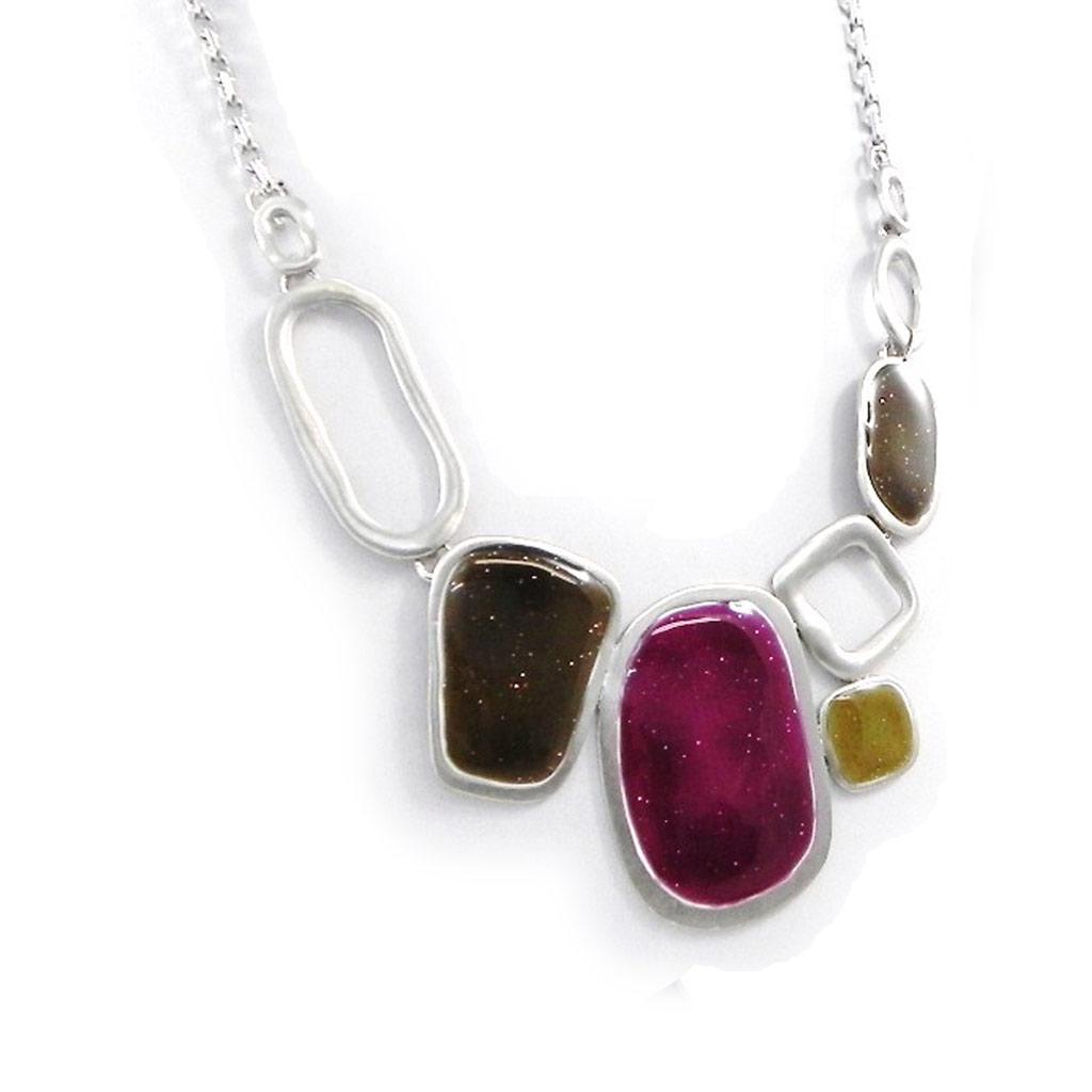 NOA [H9061] - Designer Necklace 'Coloring' Green Purple