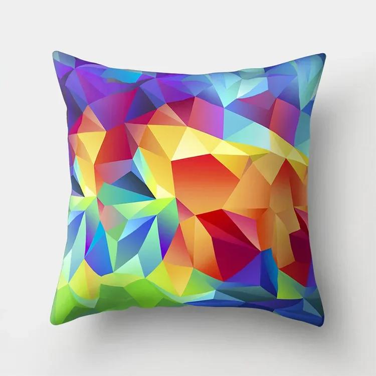 Nordic Colorful Rainbow Geometric Printing Pattern Polyester Cushion Cover for Home Living Room Sofa Decorative Pillowcase