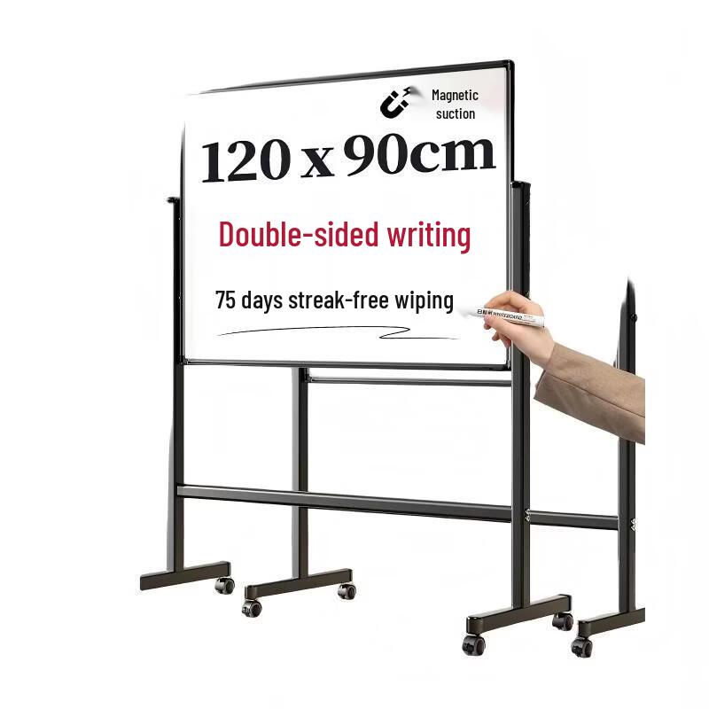 Deli 120x90cm Mobile Height-Adjustable Whiteboard with H-Frame Stand