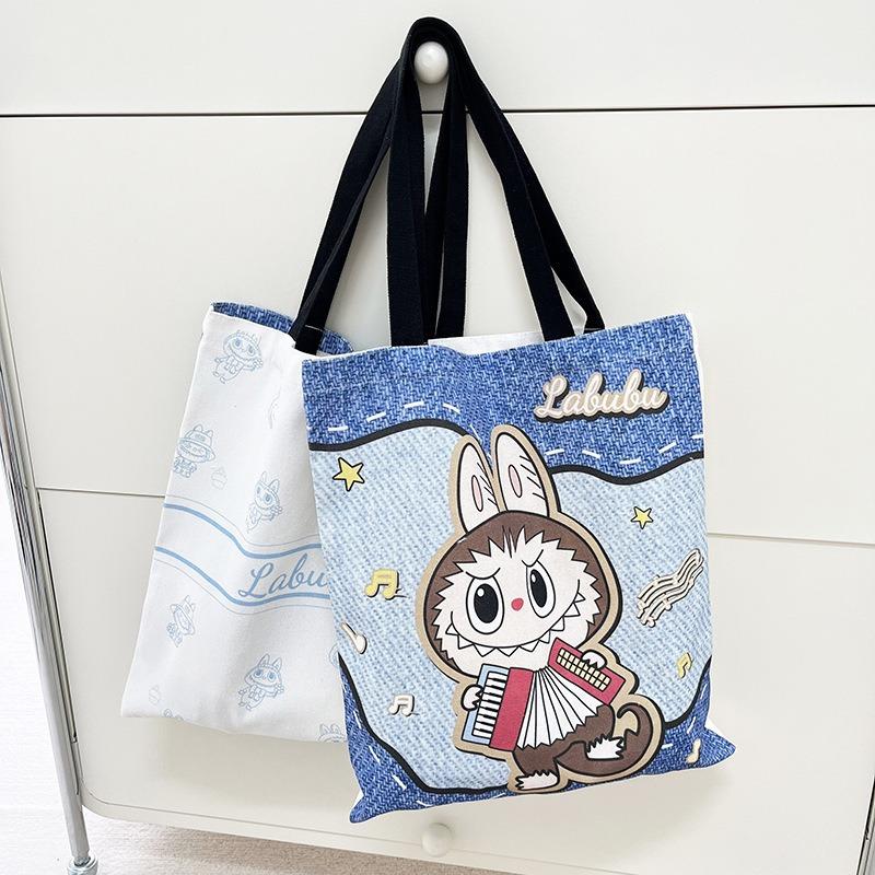 Cartoon Canvas Bag Girl Cute Hand Canvas Bag Going Out Versatile Hand Satchel Tote Bag