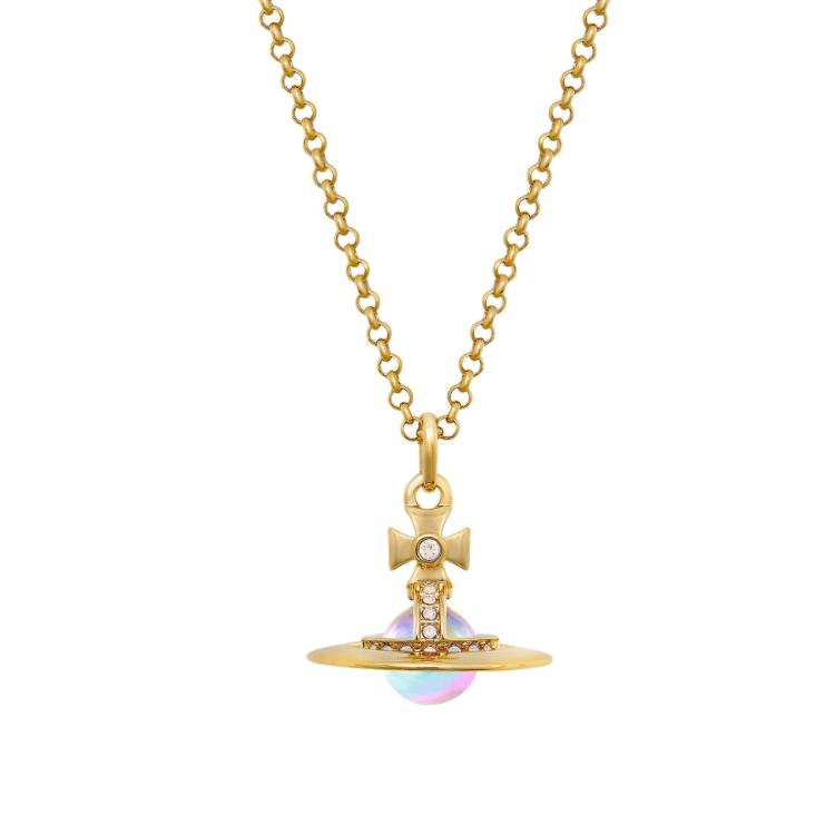 

Vivienne Westwood Tiny Orb Saturn Laser Aurora Pendant Necklace Women necklace Gold 8053195081653 Basic Packaging-Dust Bag+Box