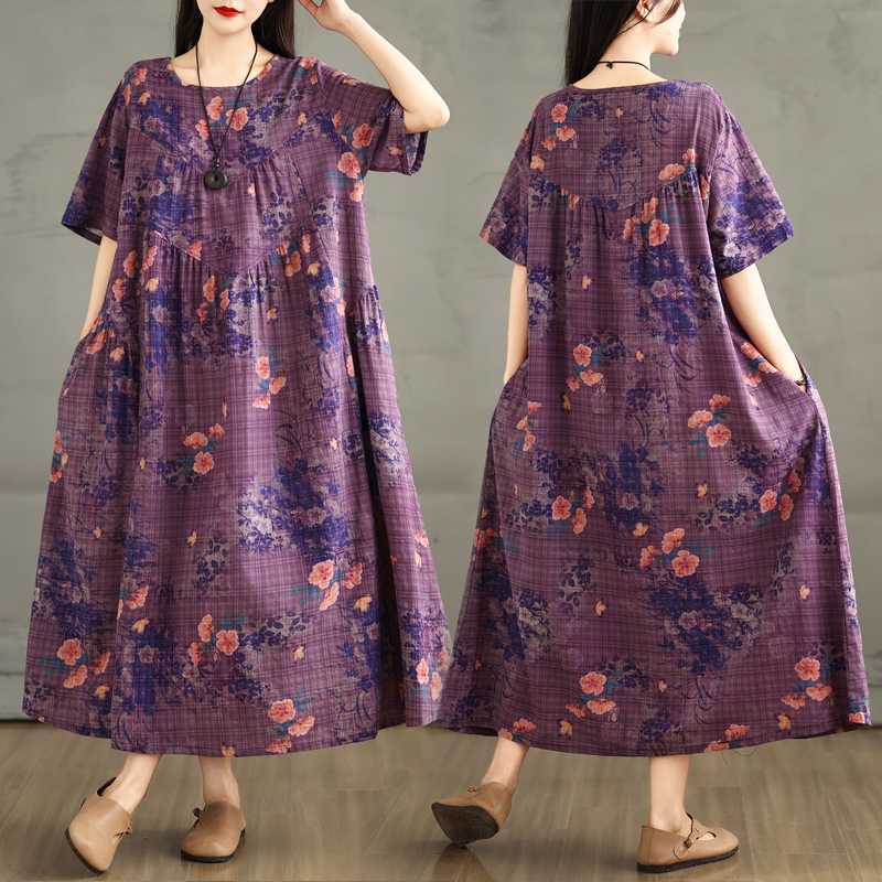 

Женское длинное платье в полоску и однотонное Large size XL фиолетовый