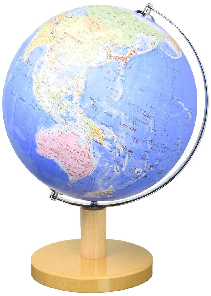 Showa Carton Globe 21-GM Administrative Map Type Sphere Diameter 21cm Wooden Base