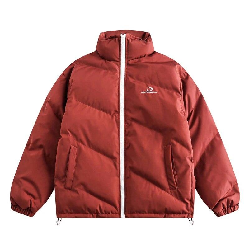 

Winter Thickened Cotton Insulated Mens Parka Retro Solid Color Casual Stand Collar Jacket Couple Street Fashion Loose Simple Top