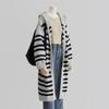 Women's Striped Hooded Knit Cardigan