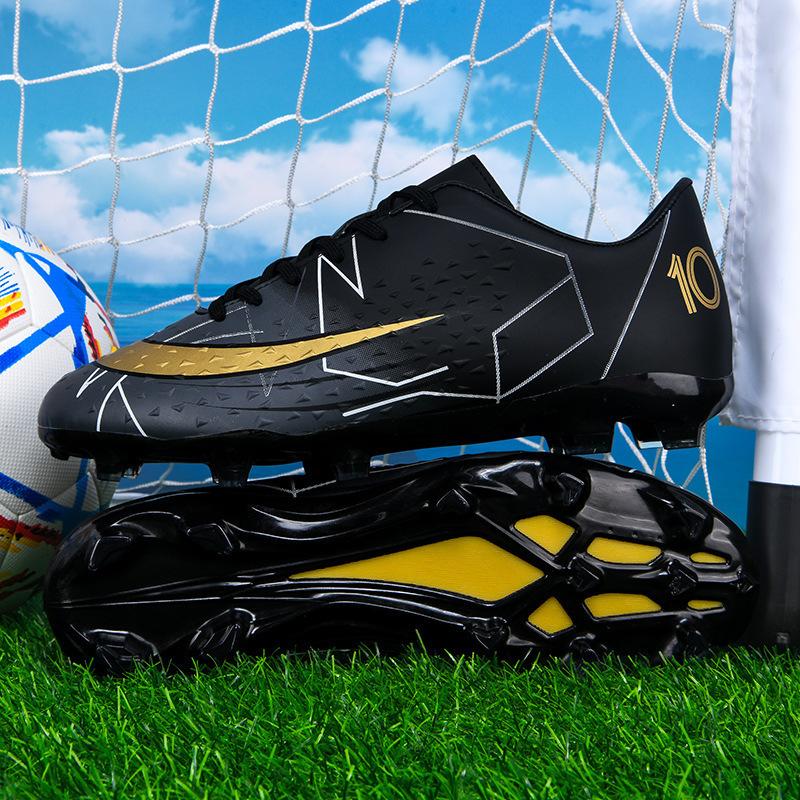 

2025 football shoes low-top spikes artificial turf leather feet boys and girls game student training shoes 2025 45