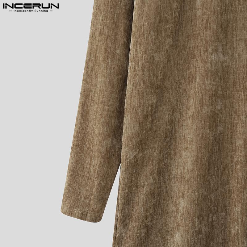 INCERUN Autunno Uomo Dolcevita Manica Lunga Spacchi Alti Tunica Top Pullover