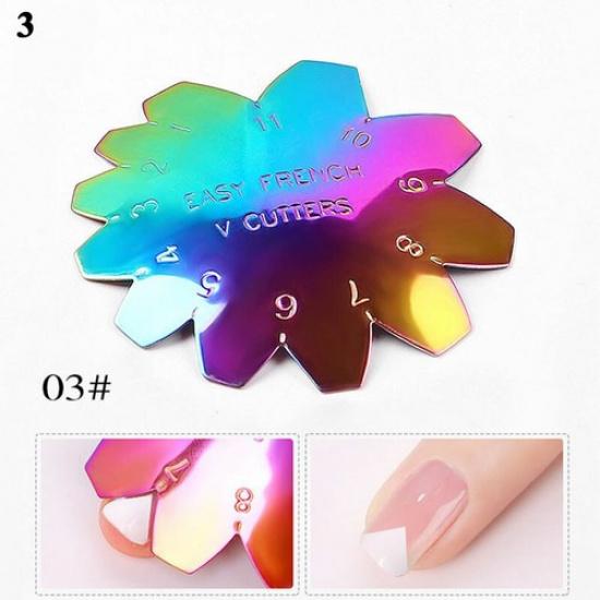 Nail Art Tool Stencil French Tip Smile Line Multi-Sizes Easy Edge Cutter Trimme^