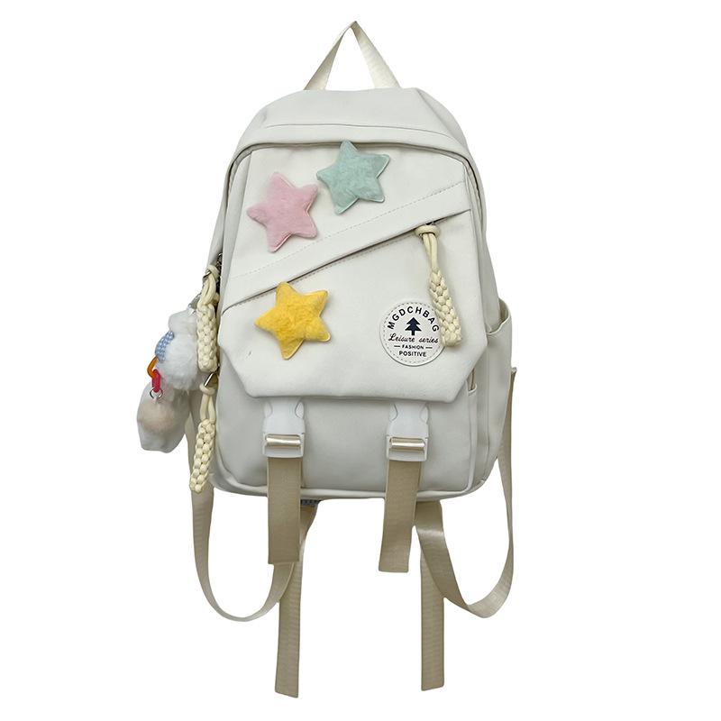 Japanese small cute star candy color student schoolbag new small fresh junior high school students backpack with star without pendant белый