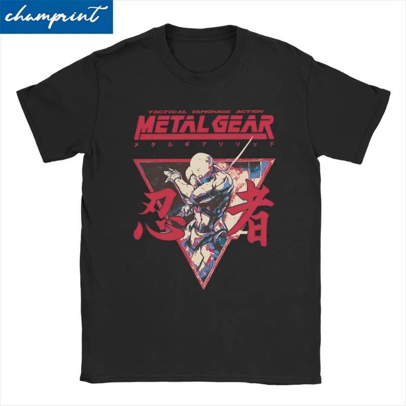 Herren Damen MGS1 Solid Snake Spiel T-Shirt Metal Gear Baumwolle Oberteile Lustige Kurzarm Rundhals T-Shirts Klassische T-Shirts