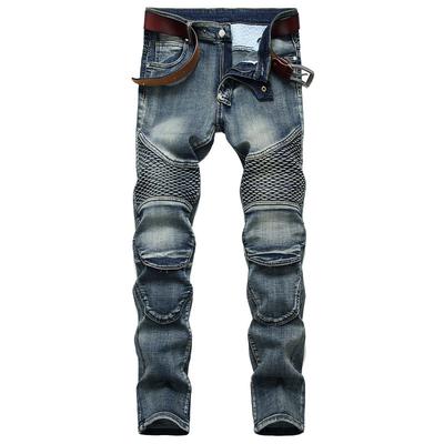 Frühlings- und Herbstjeans Nostalgische Motorrad-Slim-Fit-Hosen für Herren