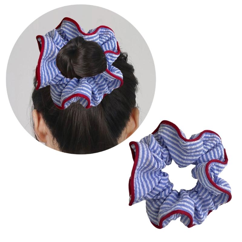 Gestreiftes Muster Haarseil Haarknoten Scrunchies Elastisches Haarseil Großer Haar-Scrunchy Stirnbänder Damenaccessoires