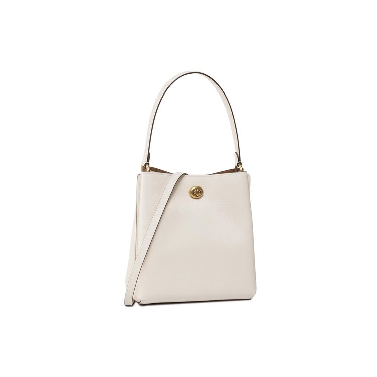 Coach Charlie 21 Minimalist Solid Color Pebble Grain Leather Bucket Bag Women bags White 89102-B4HA