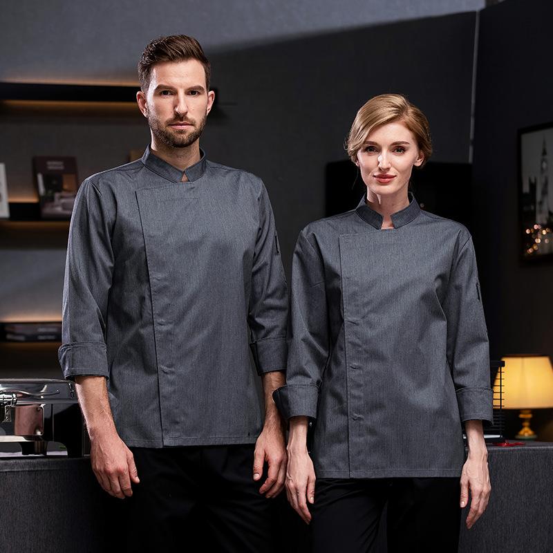Chef Clothes Long-sleeved Autumn and Winter Chef Jacket Man Hotel Restaurant Uniform Kitchen Work Clothes
