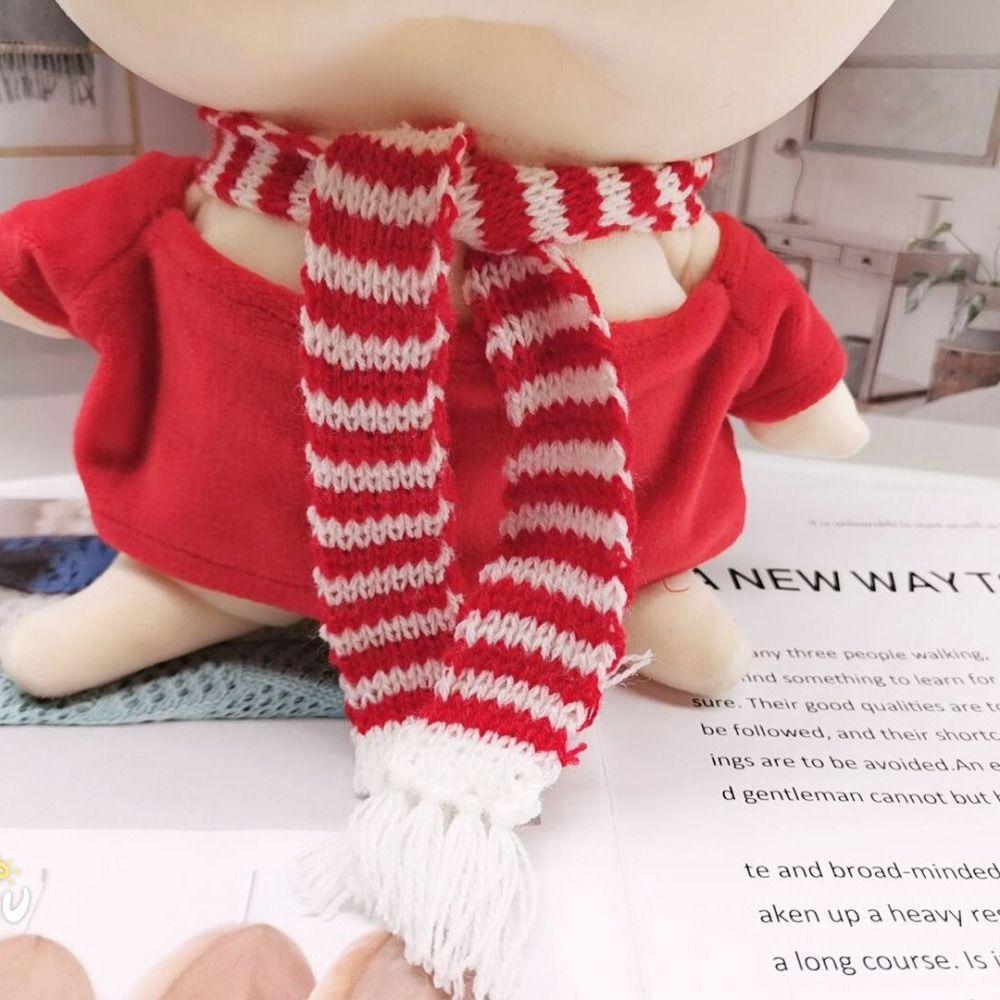 Miniature Doll Knitted Scarf Handmake Fashion Striped Scarf for 15~20cm Cotton Dolls Kids Gift Toys