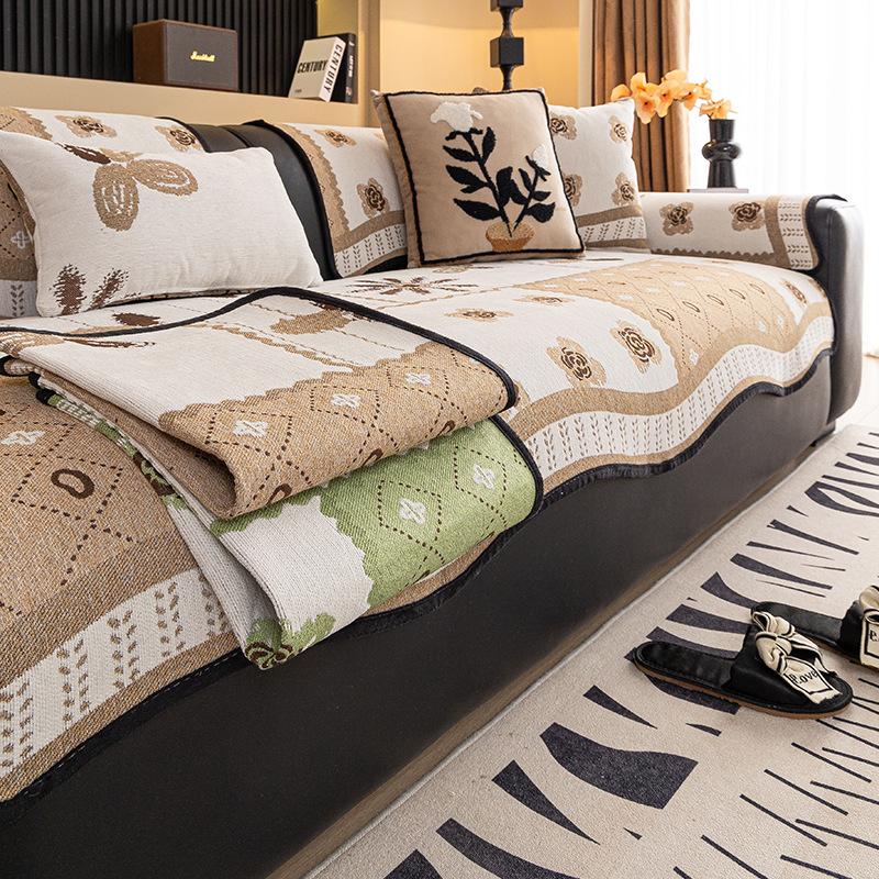 New Straight Row Sofa Cushion Four Seasons Universal Seat Cushion Sofa Towel Universal All-Inclusive Cover Spring Pastoral Cover