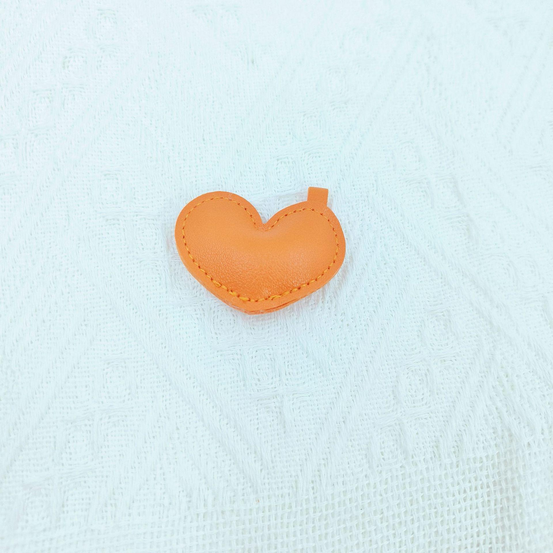 PU Leather Heart-Shaped DIY Accessories: Phone Case, Bag Pendant, Clothing Keychain оранжевый