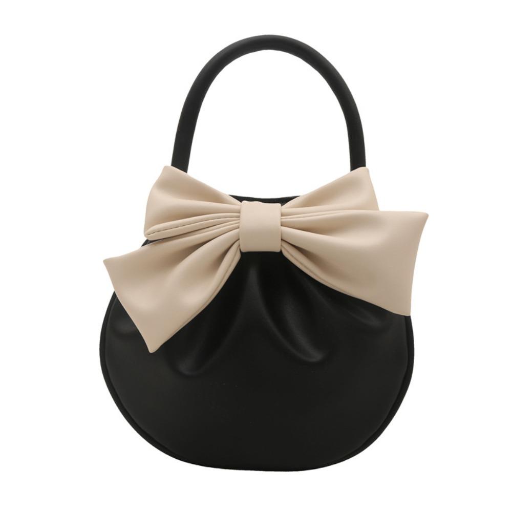 

Korean Style Vintage Handbag Sweet Pleated Commuting Bag Simple White Bowknot Bag Travel