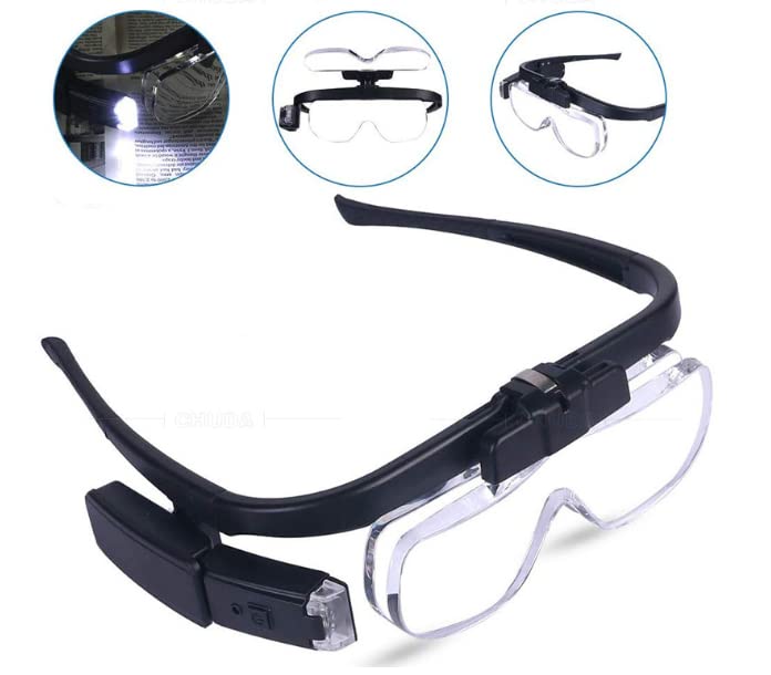 eyeglass magnifier with and magnification options Perfect for precision work such as watch jewelry and integrated Frees up your Clip-on light, 1.5x,
