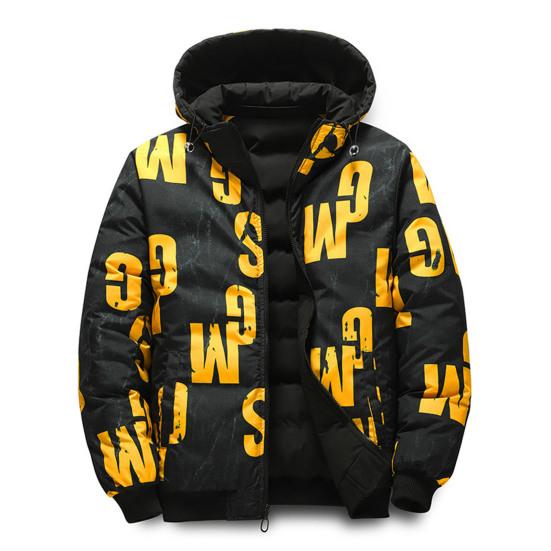 Winter Men Cotton Jacket with Detachable Hood Reversible Zipper Pocket Thickened Windproof Warm Regular Fit Male Casual Cotton Coat Top