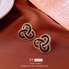 Silver Needle Zircon Earrings Retro Light Luxury Court Style Stud Earrings Niche High-end Earrings