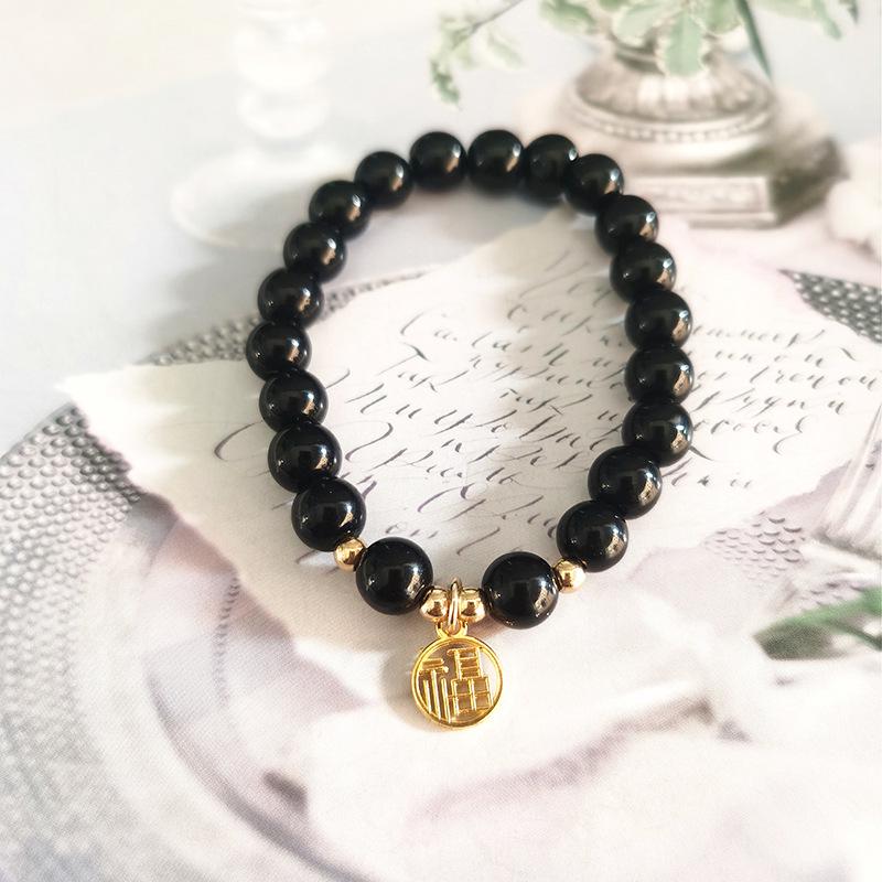 New Women's Mori Style Butterfly Glass Bracelet with Colorful Crackle Beads